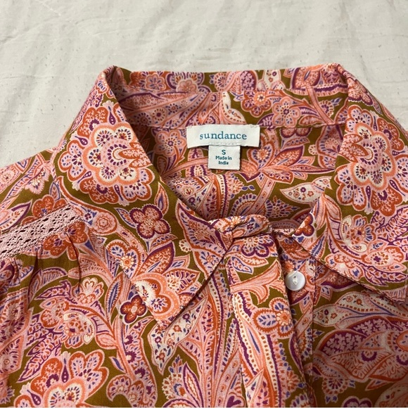 Sundance Women’s Pull Over Shirt Poppy Bloom Blouse 100% Cotton Size Small - Picture 2 of 8